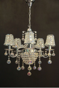 Хрустальная люстра SVLIGHT шестиламповая D61A01/5+1 хром+перламутр